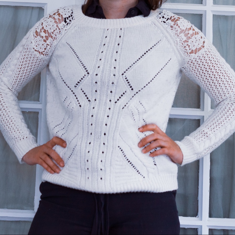 Pure White Lace Sweater